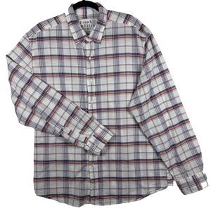 Frank & Eileen Finbar Button Down Shirt  Mens Size Large Red Navy White Plaid